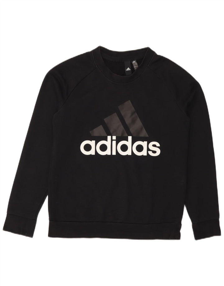 ADIDAS Womens Graphic Sweatshirt Jumper UK 12/14 Medium Black Cotton