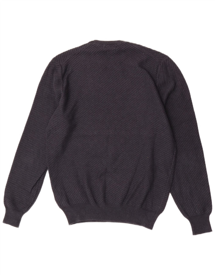 Massimo Dutti Mens Crew Neck Jumper Sweater Medium Navy Blue Cotton