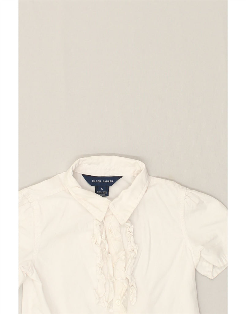 POLO RALPH LAUREN Girls Short Sleeve Ruffle Front Shirt 4-5 Years White | Vintage Polo Ralph Lauren | Thrift | Second-Hand Polo Ralph Lauren | Used Clothing | Messina Hembry 