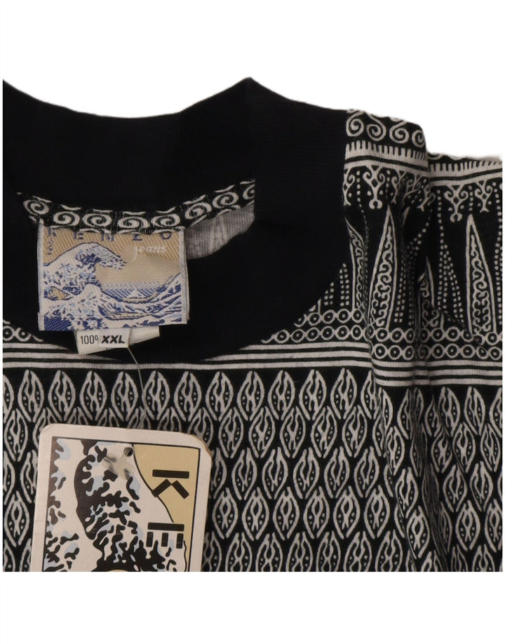Kenzo Mens Abstract Pattern T-Shirt Top 2XL Grey Geometric Cotton Designer