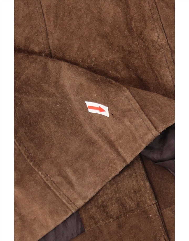 Zabaione Womens Suede Jacket UK 14 Large Brown Leather