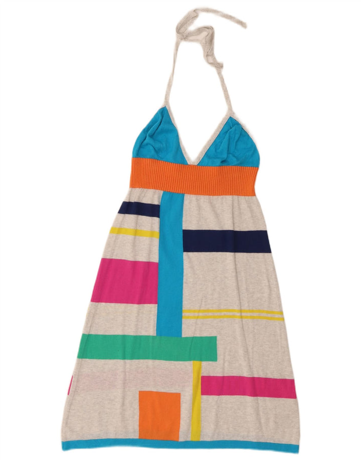 Benetton Womens Halter Dress UK 2 2XS  Multicoloured Colourblock