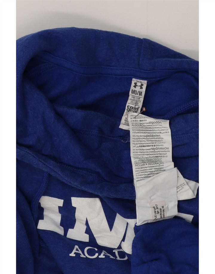 UNDER ARMOUR Mens Cold Gear Graphic Hoodie Jumper Medium Blue Cotton