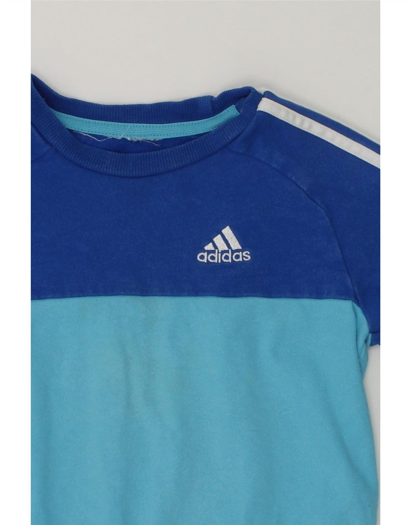 ADIDAS Boys Sweatshirt Jumper 2-3 Years Blue Colourblock Cotton | Vintage Adidas | Thrift | Second-Hand Adidas | Used Clothing | Messina Hembry 