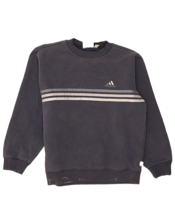 Adidas Womens Sweatshirt Jumper UK 14 Medium Navy Blue Striped