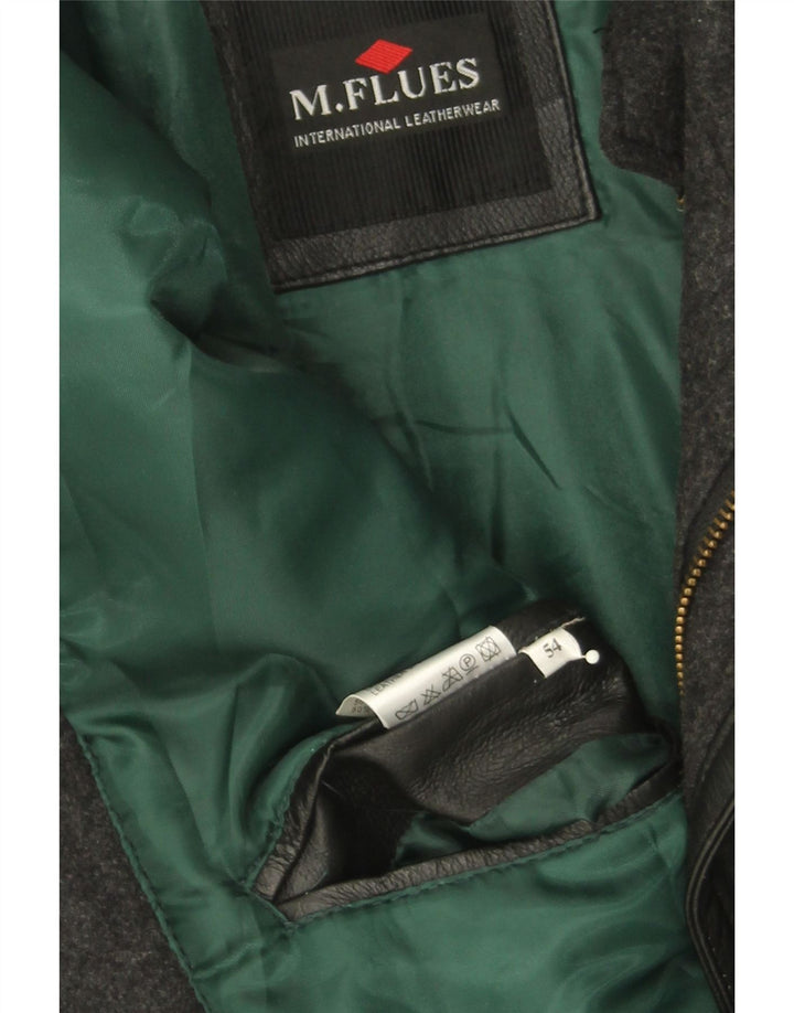 M. FLUES Mens Leather Coat IT 54 2XL Black Leather Vintage M. Flues and Second-Hand M. Flues from Messina Hembry 
