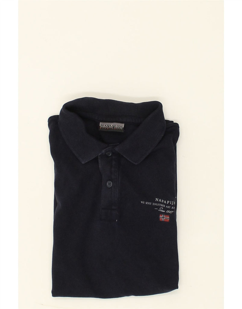 NAPAPIJRI Boys Polo Shirt 11-12 Years Navy Blue Cotton | Vintage Napapijri | Thrift | Second-Hand Napapijri | Used Clothing | Messina Hembry 