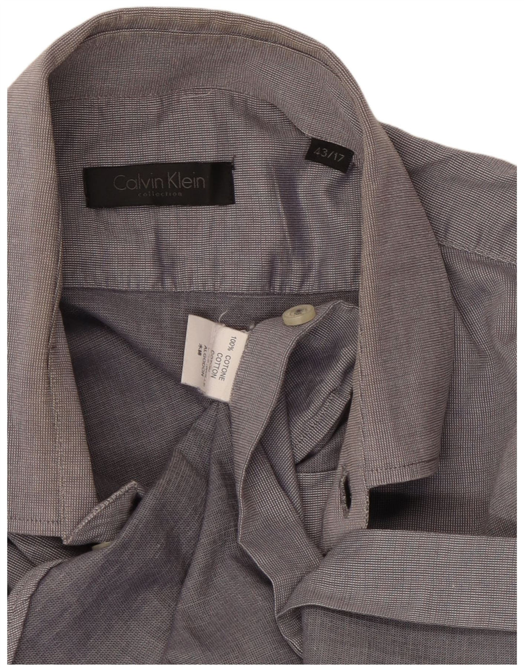 Calvin Klein Mens Shirt Size 43 17 XL Grey Cotton