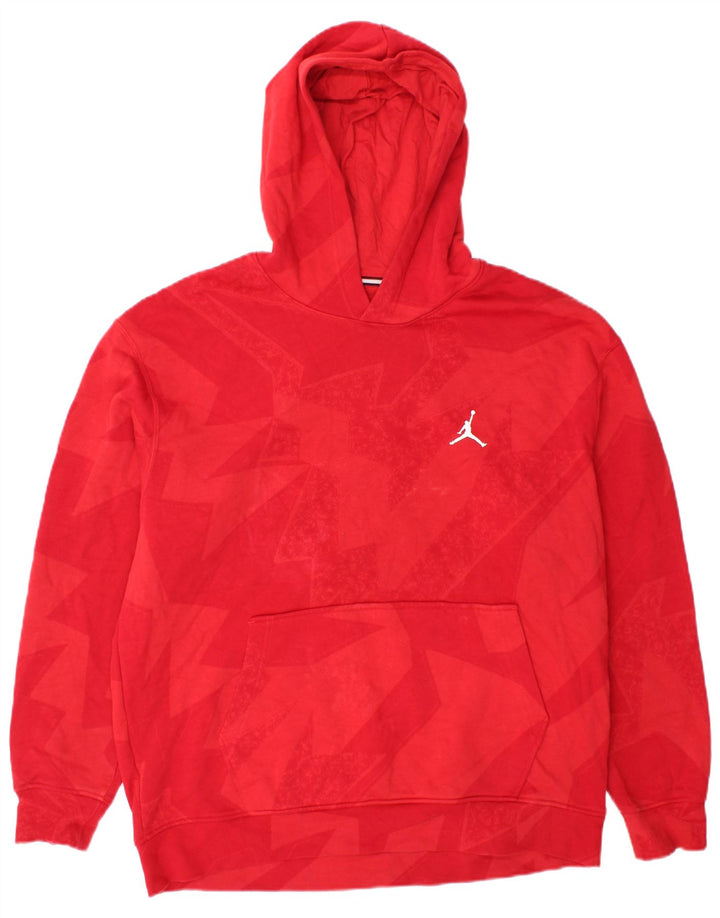 Jordan Mens Hoodie Jumper Large Red Geometric Cotton