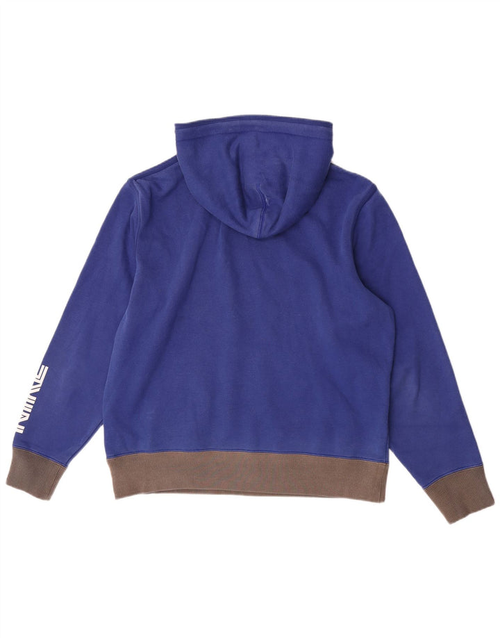 Nike Mens Graphic Hoodie Jumper Medium Blue Colourblock Cotton