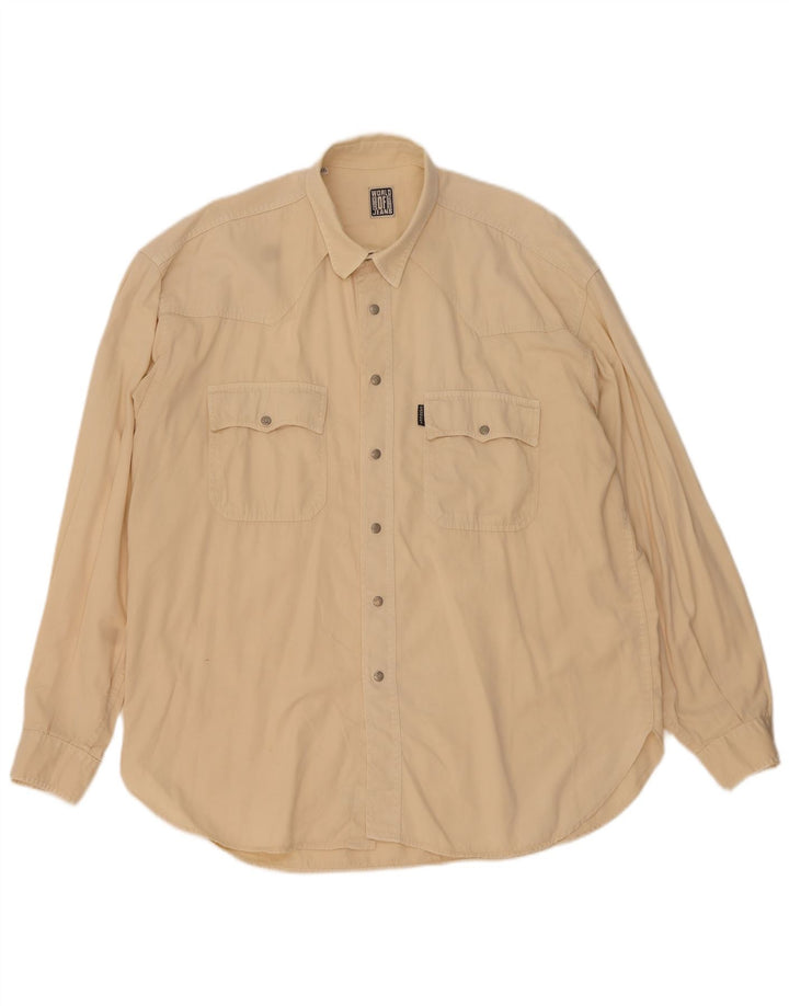 CASSUCI Mens Shirt 2XL Beige Cotton