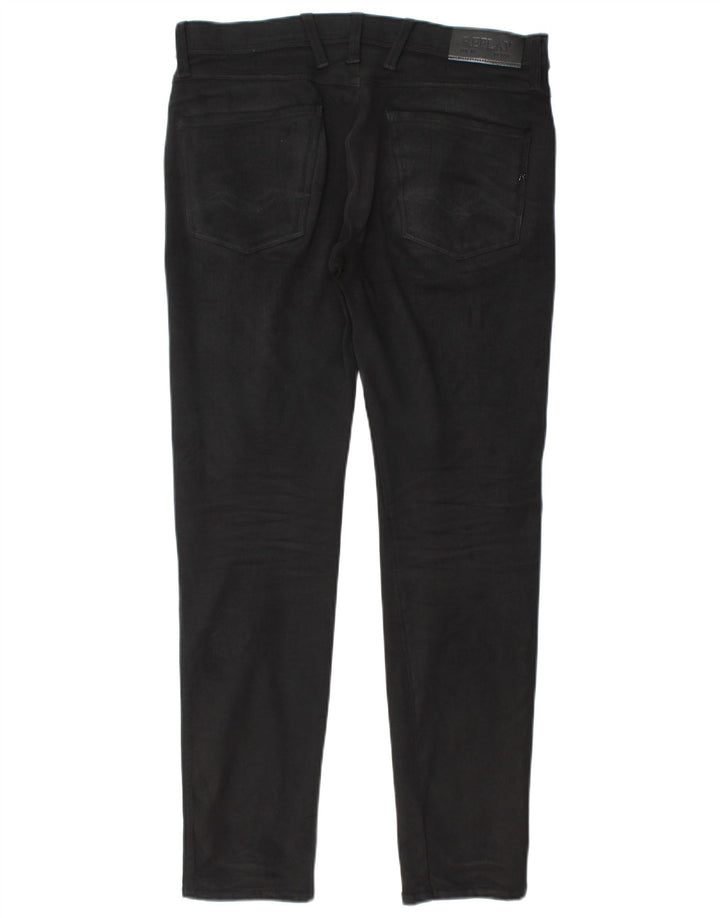 Replay Womens Anbass Distressed Slim Jeans W32 L30 Black Cotton