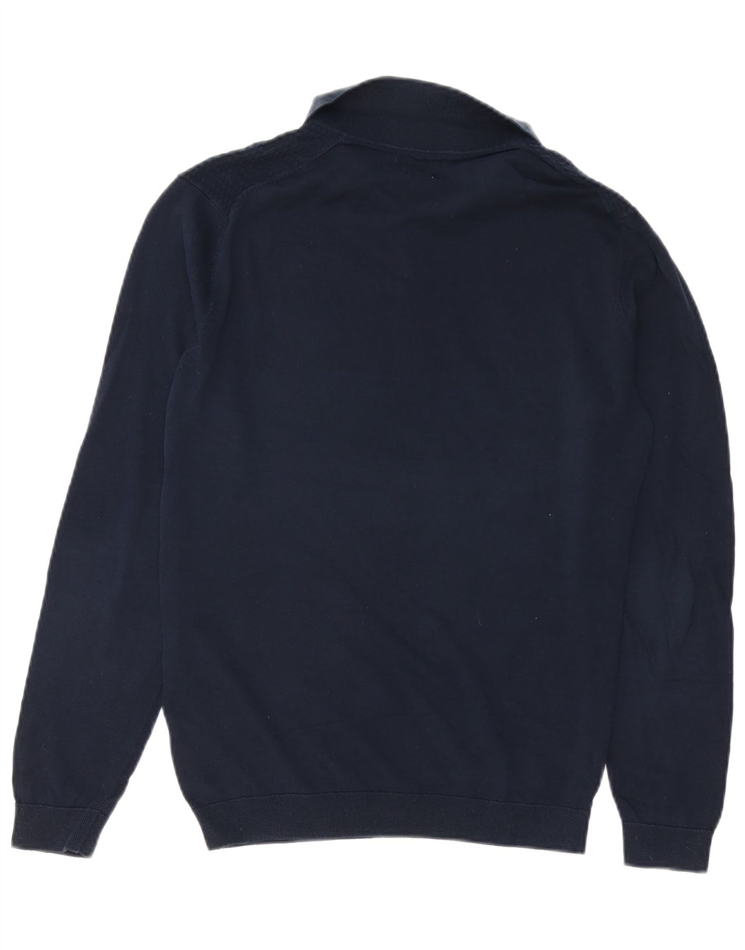 MASSIMO DUTTI Mens Polo Neck Jumper Sweater Medium Navy Blue Cotton