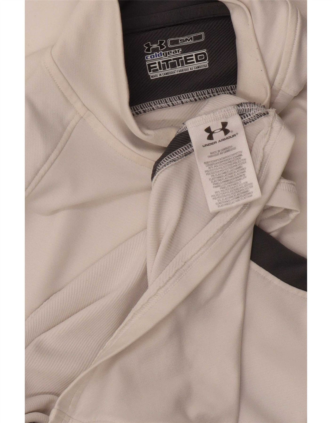 Under Armour Mens Cold Gear Top Long Sleeve Small White Colourblock