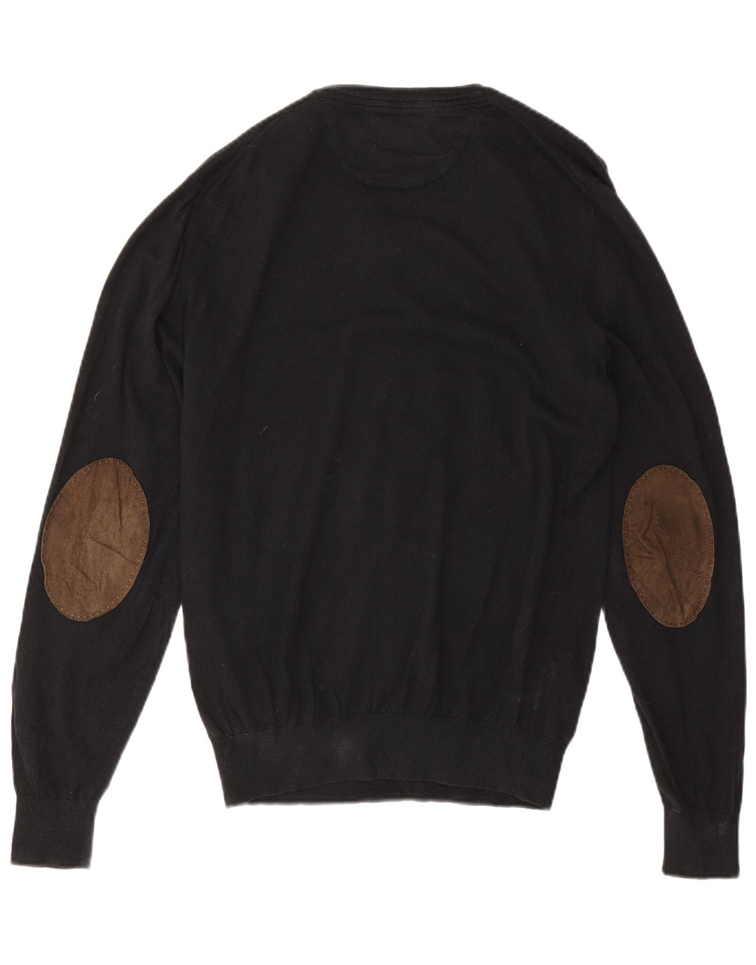 Massimo Dutti Mens V-Neck Jumper Sweater XL Black Cotton