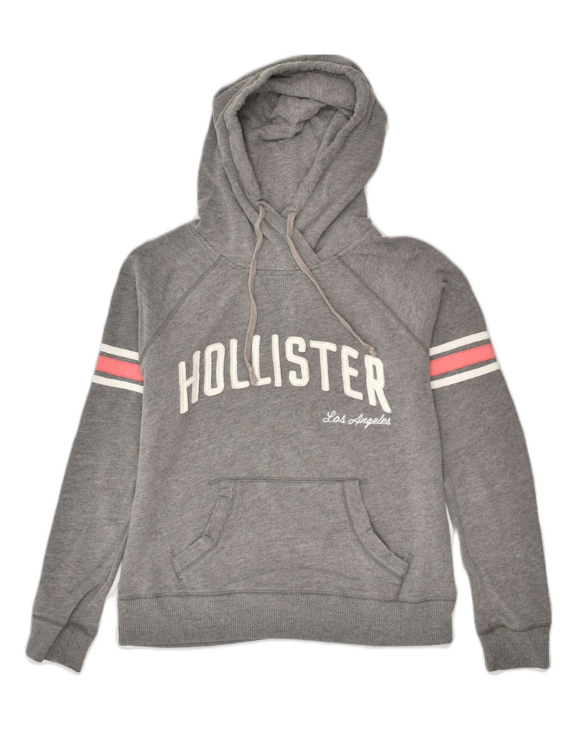 HOLLISTER Womens Graphic Hoodie Jumper UK 10 Small Grey Cotton | Vintage Hollister | Thrift | Second-Hand Hollister | Used Clothing | Messina Hembry 