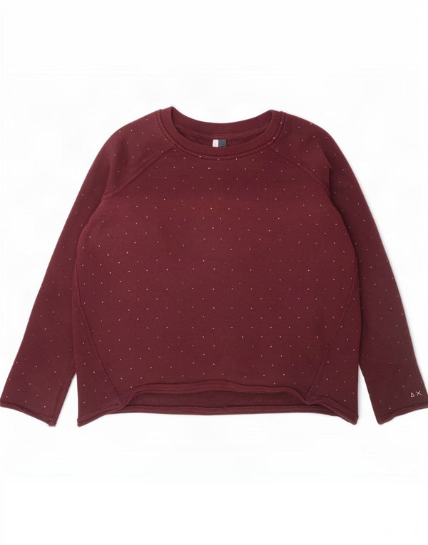 Sun68 Girls Sweatshirt Jumper 11-12 Years Burgundy Spotted Cotton