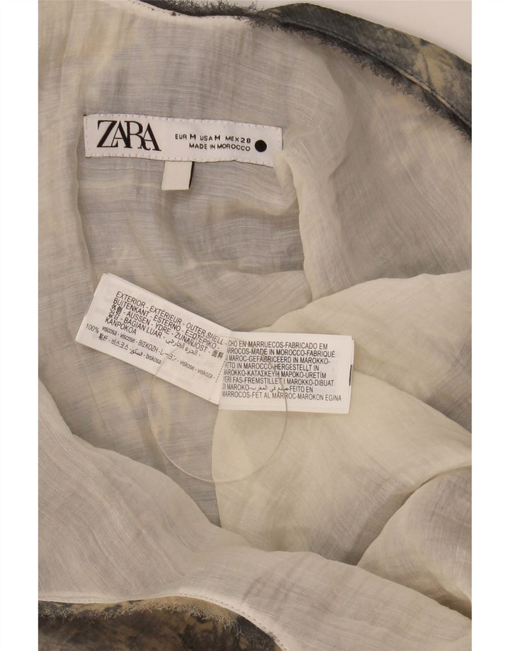 Zara Womens Sleeveless Asymmetric Tunic Top UK 12 Medium Grey Tie Dye