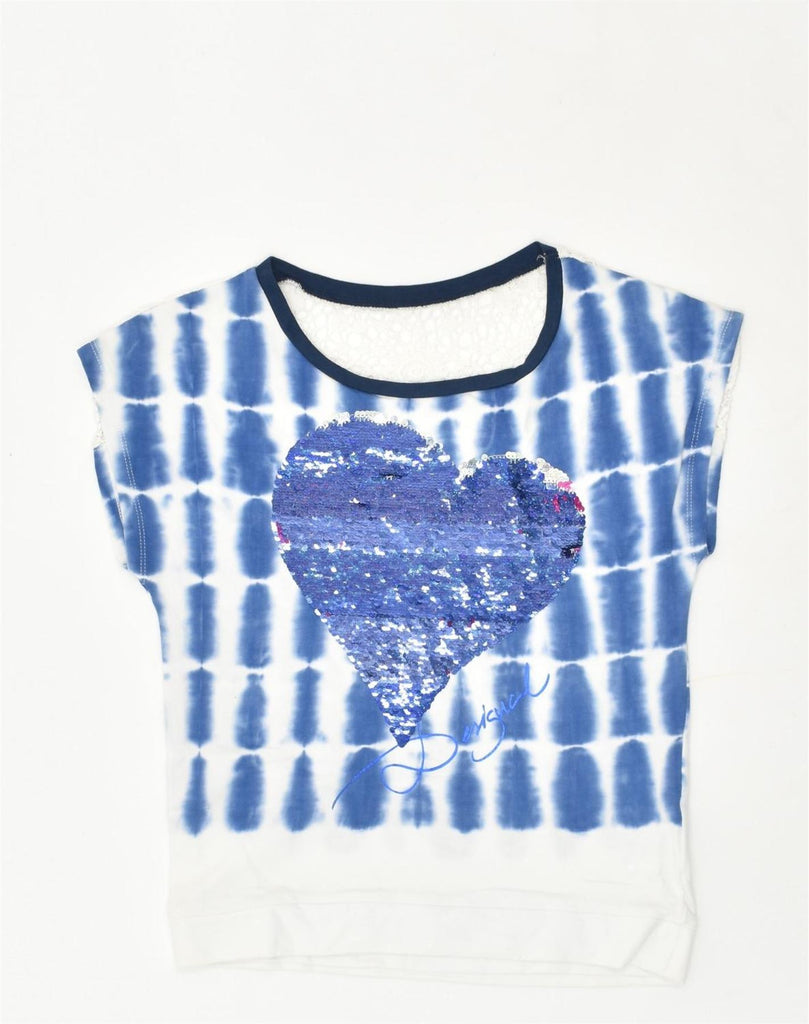 DESIGUAL Girls Crazy Pattern Graphic T-Shirt Top 13-14 Years Blue Cotton | Vintage Desigual | Thrift | Second-Hand Desigual | Used Clothing | Messina Hembry 