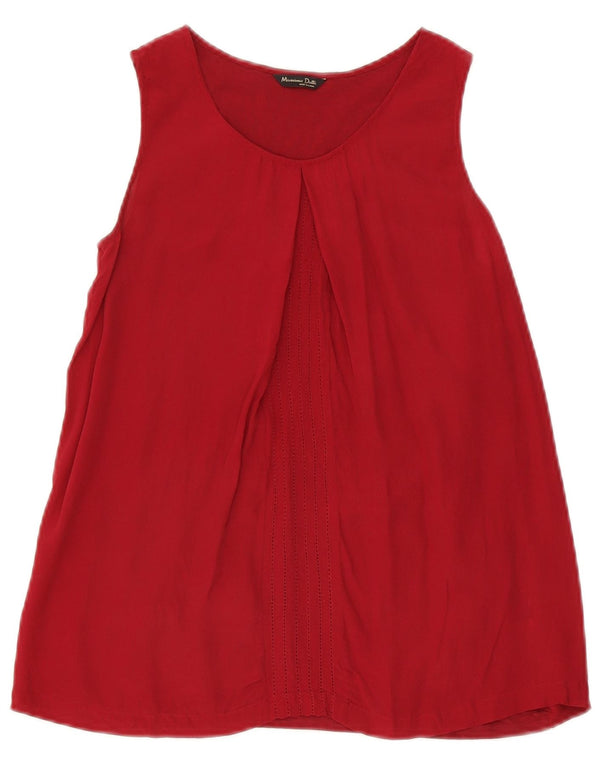 Massimo Dutti Womens Sleeveless Blouse Top UK 10 Small Red