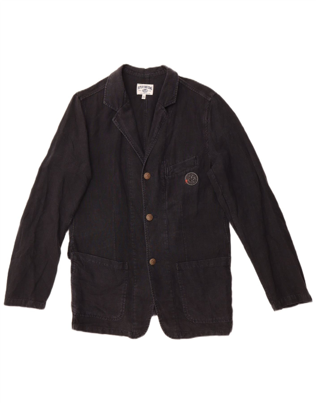 Replay and Sons Boys 3 Button Blazer Jacket 15-16 Years 2XL Black Linen