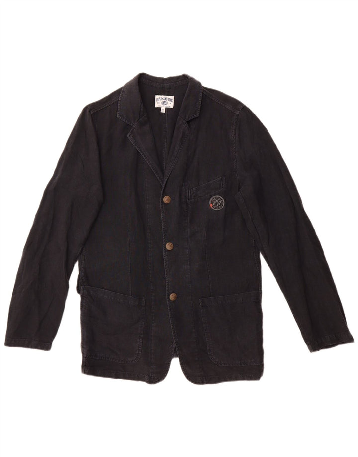 Replay and Sons Boys 3 Button Blazer Jacket 15-16 Years 2XL Black Linen