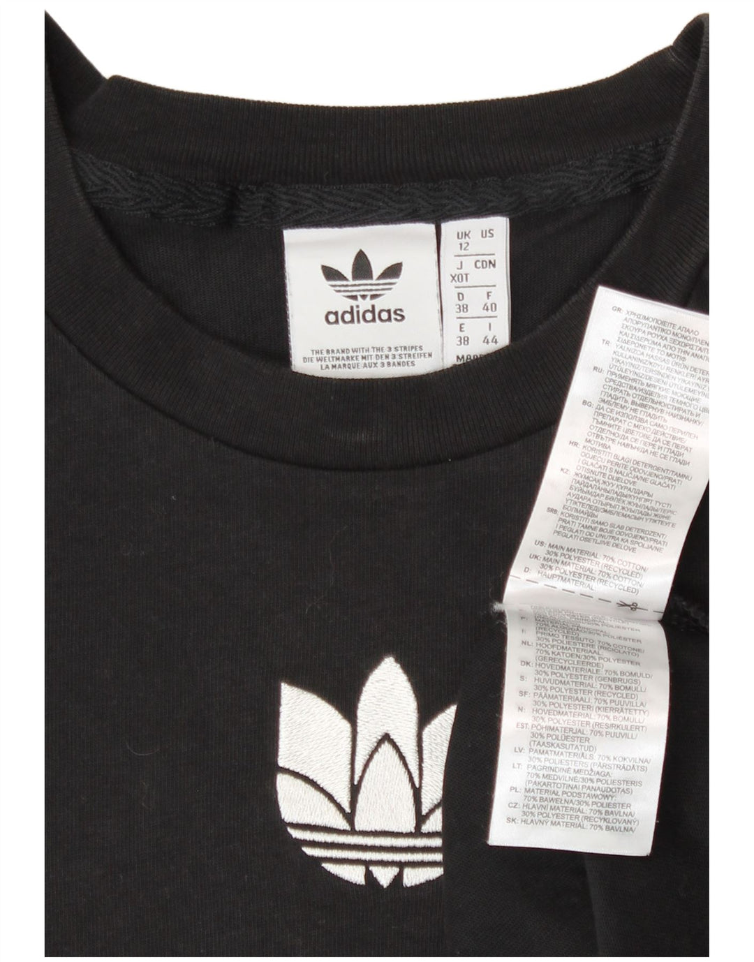 Adidas Womens T-Shirt Top UK 12 Medium  Black Cotton