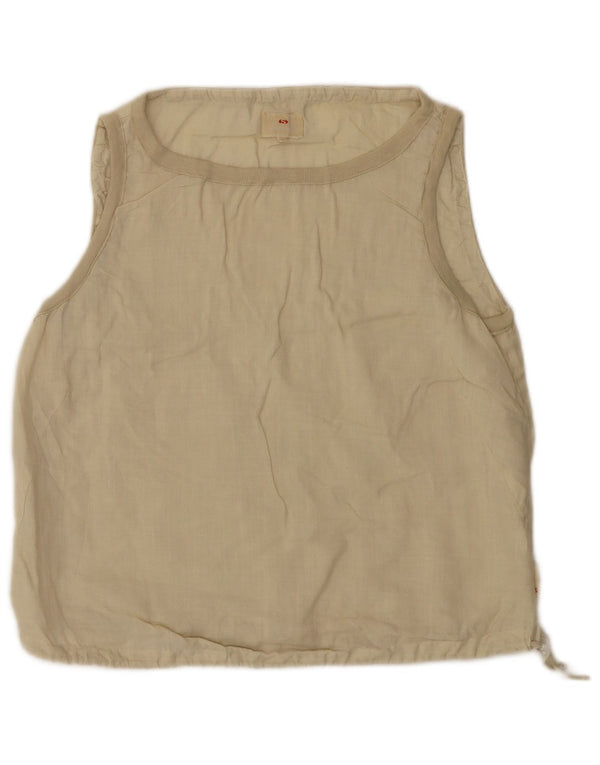 Superga Womens Sleeveless Blouse Top IT 48 XL Beige Linen