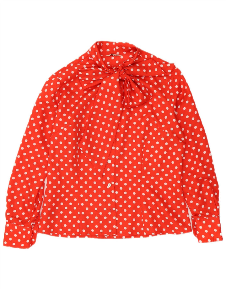 Vintage Womens Front Tie Shirt Blouse IT 48 XL Red Polka Dot