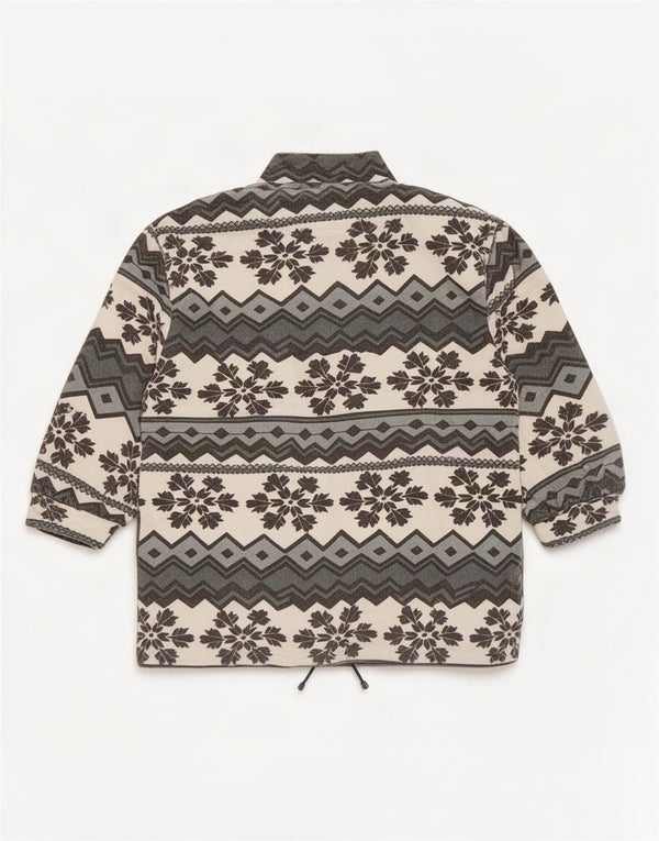 Vintage Mens Fleece Jacket UK 42 XL White Fair Isle