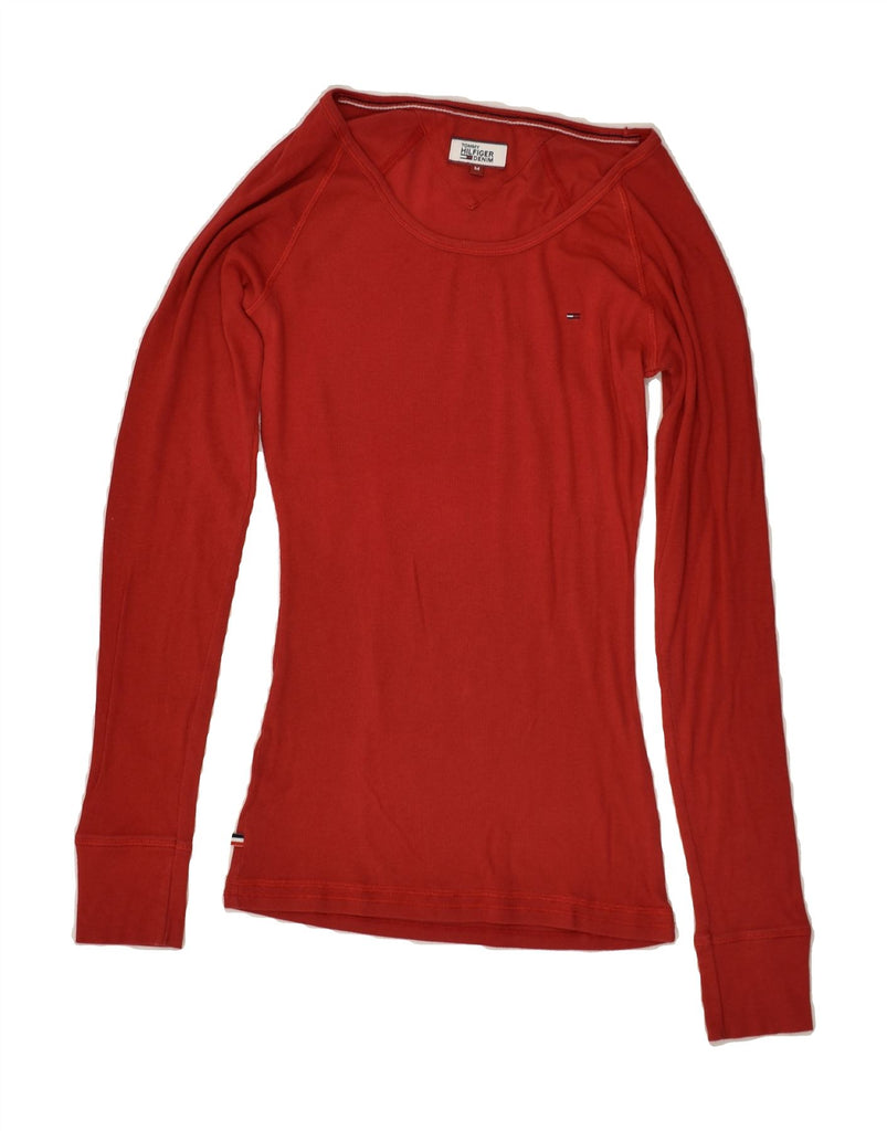 TOMMY HILFIGER Womens Top Long Sleeve UK 12 Medium Red Vintage Tommy Hilfiger and Second-Hand Tommy Hilfiger from Messina Hembry 