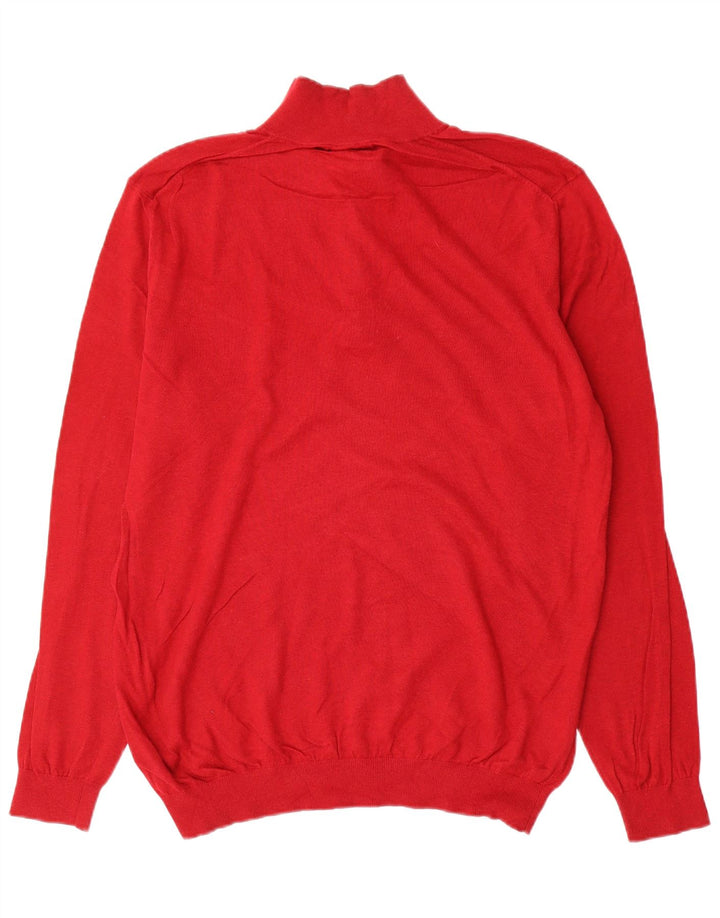 Massimo Dutti Mens Zip Neck Jumper Sweater Large Red Cotton