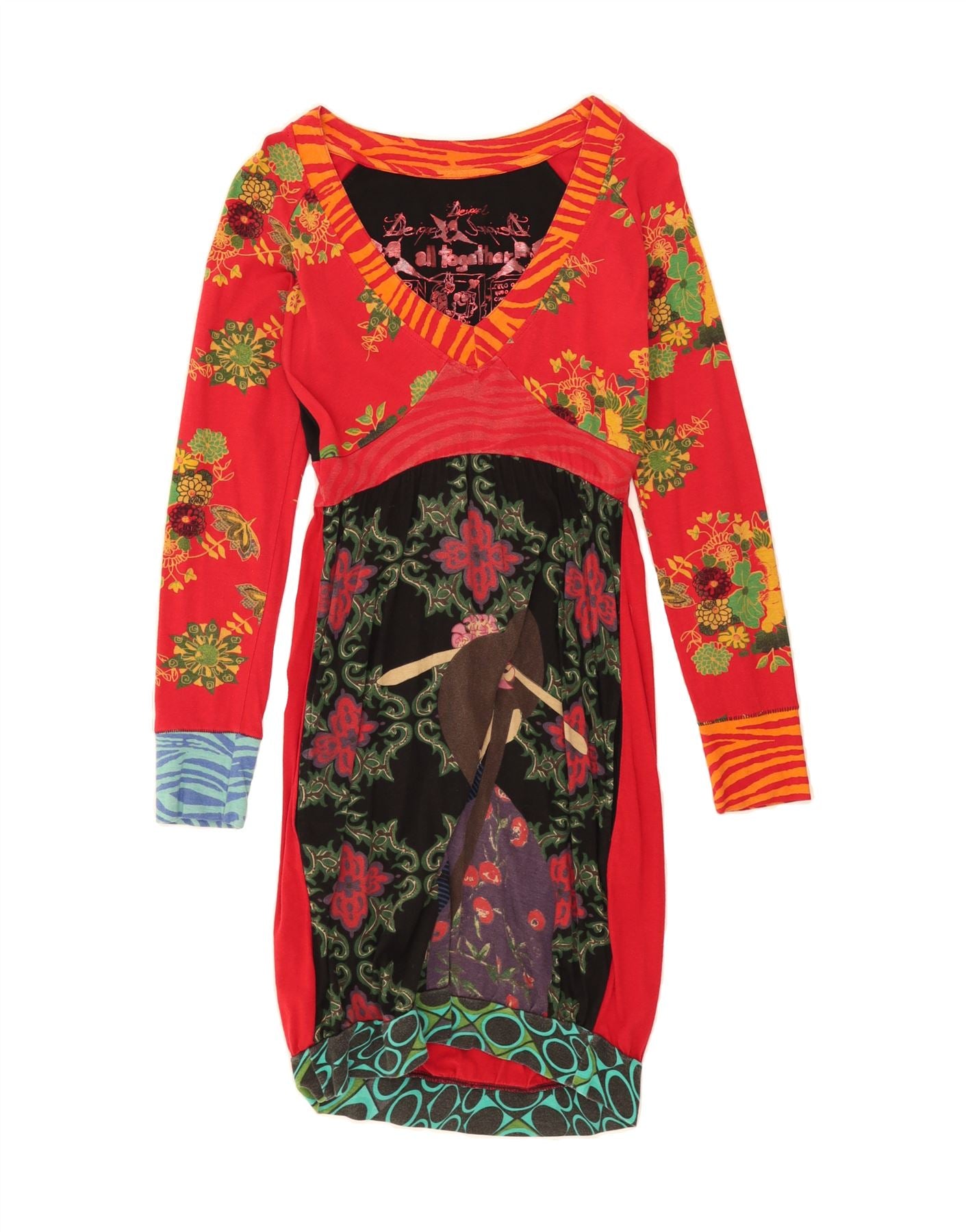 DESIGUAL Womens Long Sleeve Bubble Dress UK 12 Medium