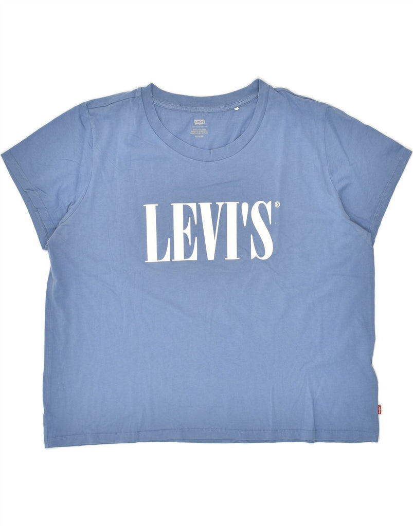 LEVI'S Womens Graphic T-Shirt Top UK 18 XL Blue Cotton | Vintage Levi's | Thrift | Second-Hand Levi's | Used Clothing | Messina Hembry 