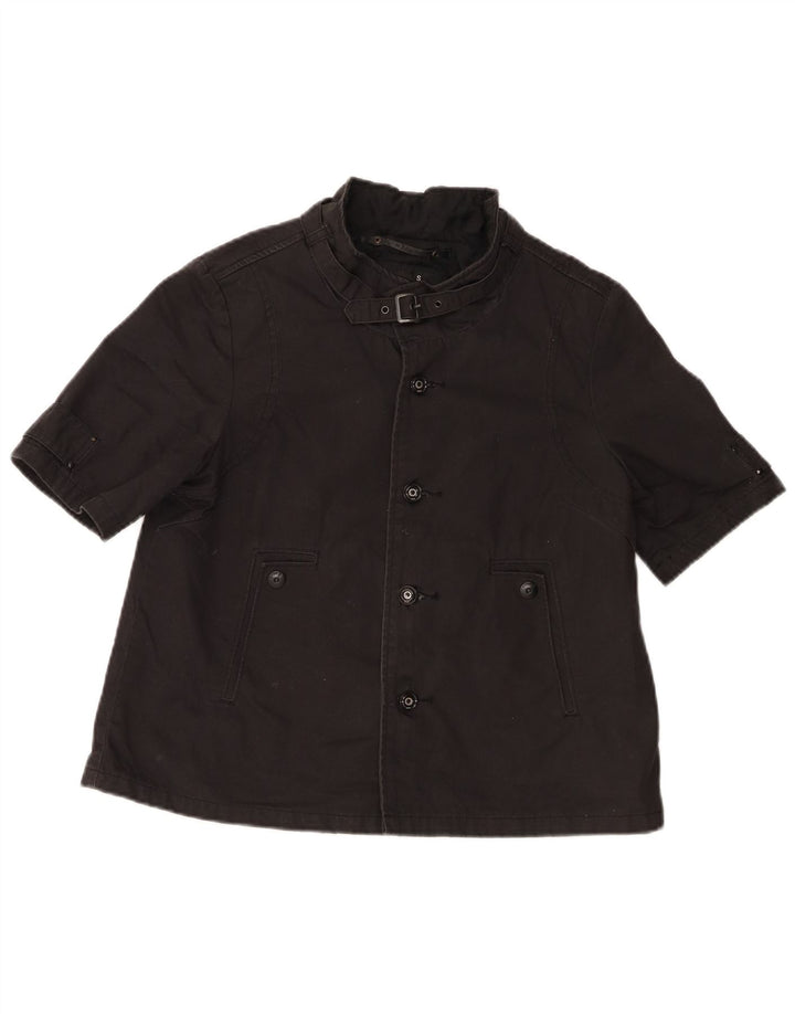 G-Star Womens Short Sleeve Bomber Jacket UK 10 Small Black Cotton