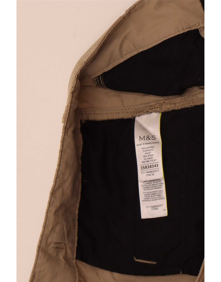 Marks & Spencer Mens Cargo Shorts XL W38 Beige Cotton