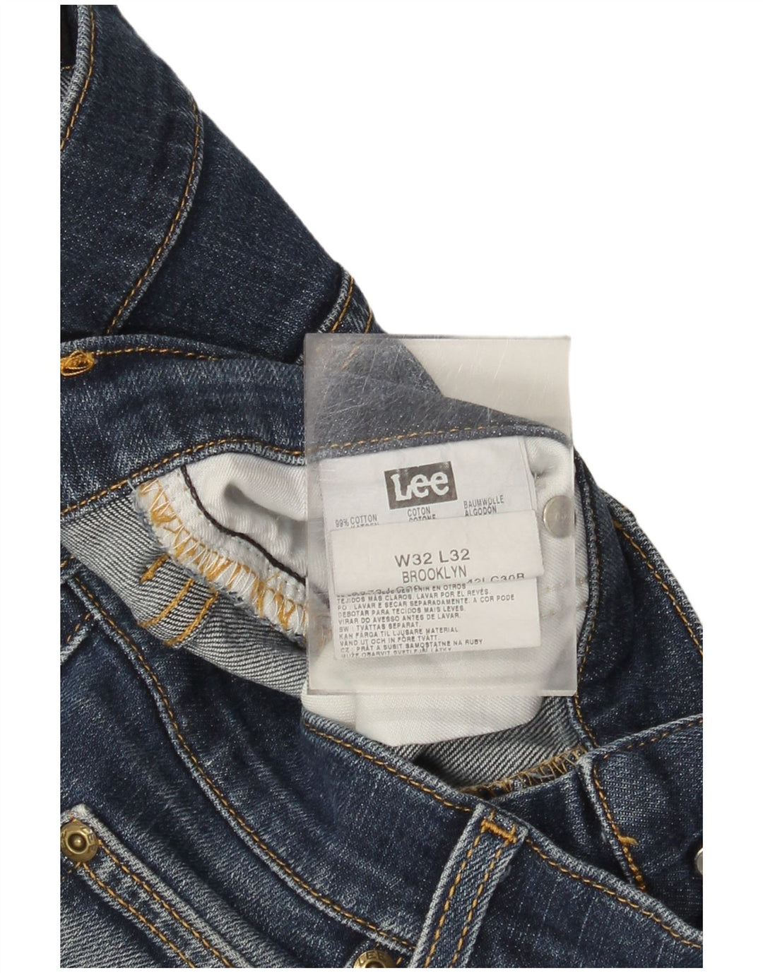 Lee Mens Brooklyn Straight Jeans W32 L32 Blue Cotton