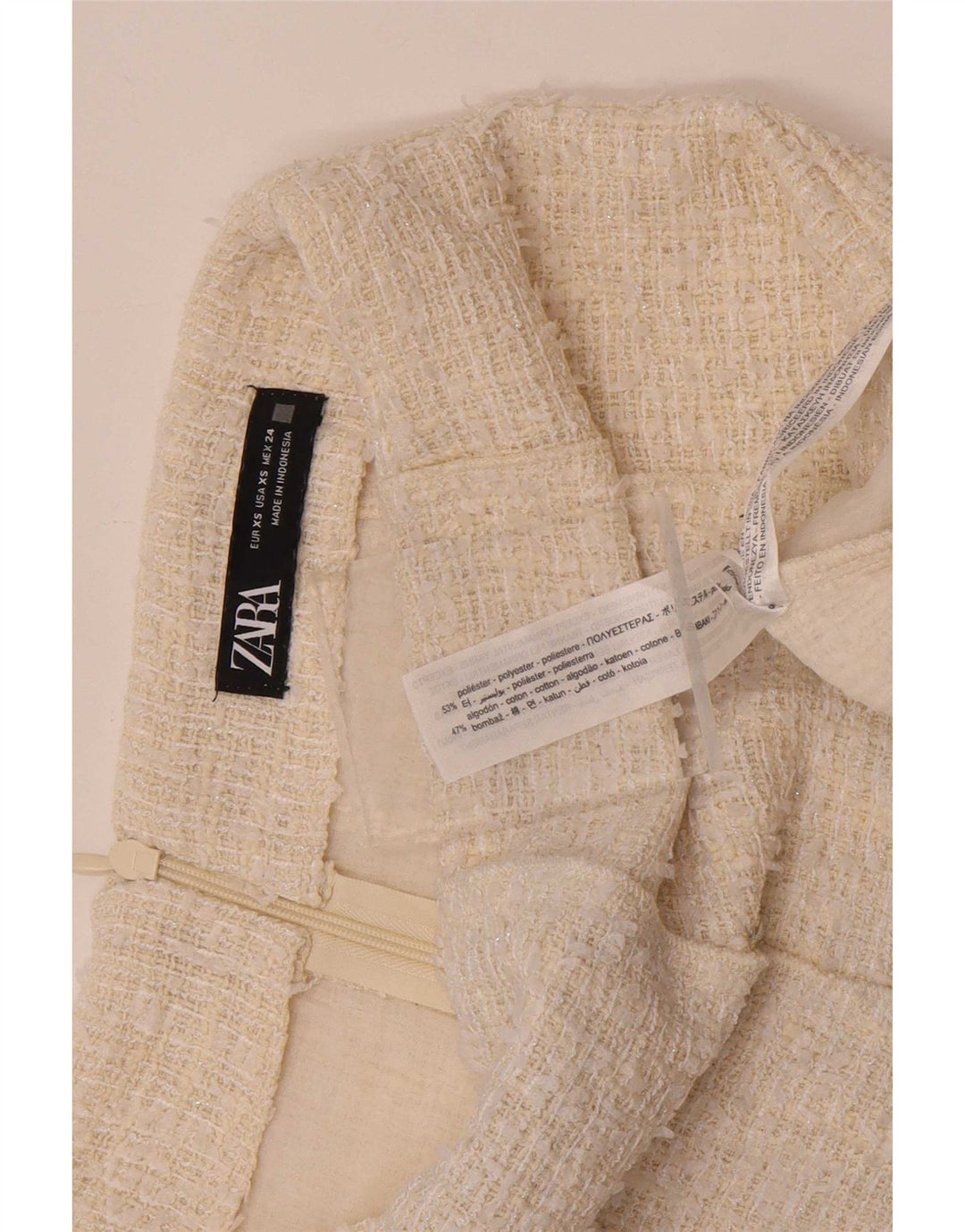 Zara Womens Mini Skirt XS W24 Off White Polyester