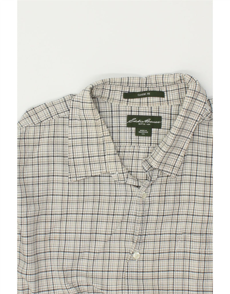 EDDIE BAUER Mens Short Sleeve Classic Fit Shirt 2XL Grey Check Cotton | Vintage Eddie Bauer | Thrift | Second-Hand Eddie Bauer | Used Clothing | Messina Hembry 