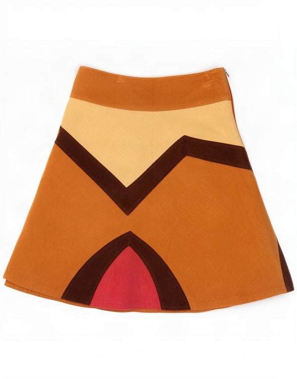 Principles Womens A-Line Skirt UK 12 Medium W30 Brown Colourblock Cotton
