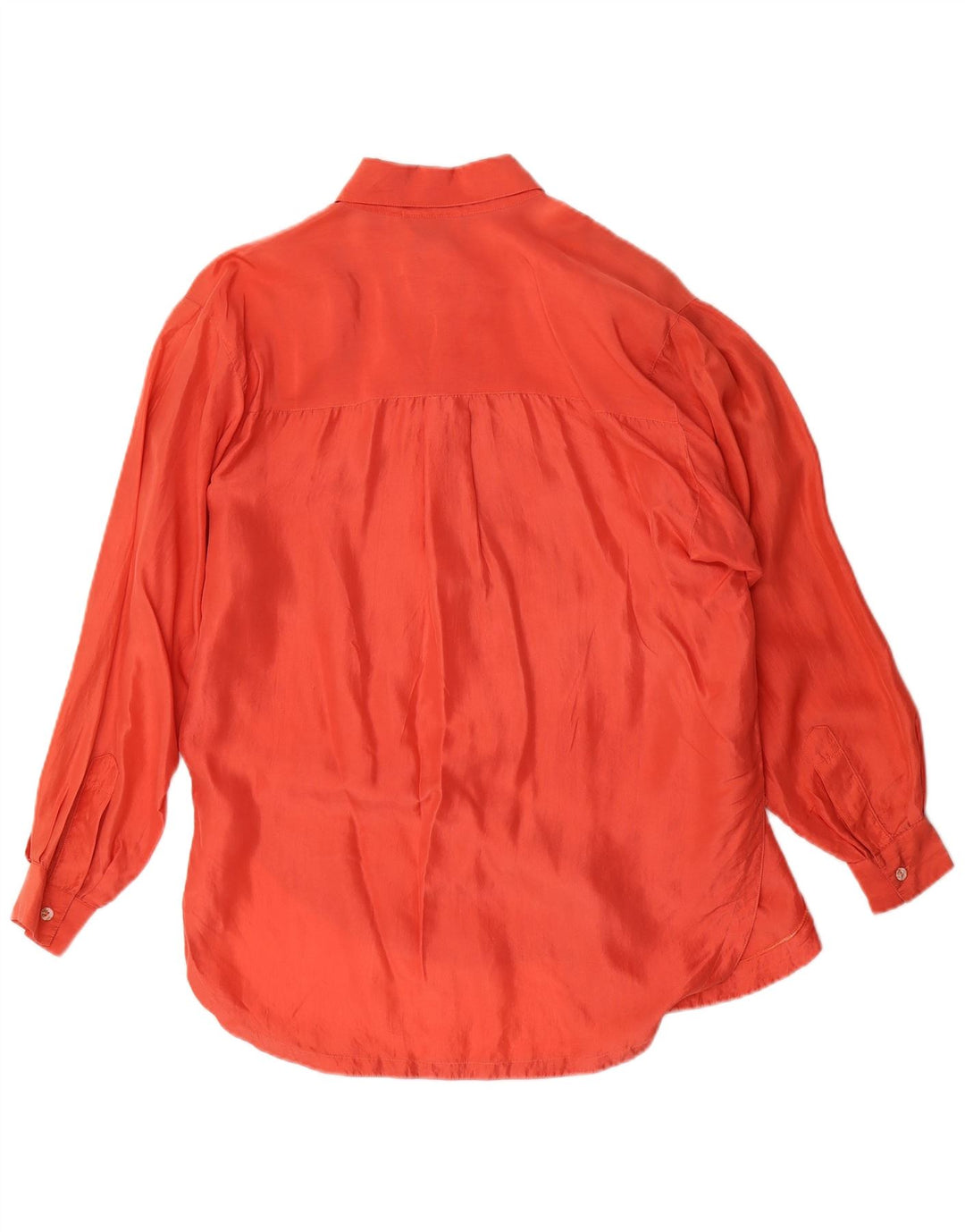 Vintage Womens Shirt Blouse UK 14 Medium Orange Silk