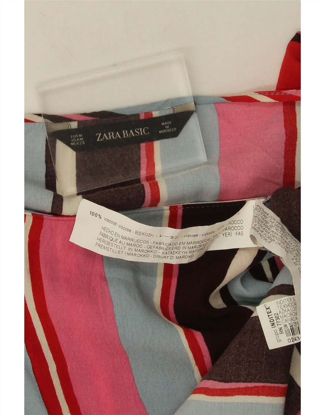 Zara Womens Crop Long Sleeve Blouse Top UK 14 Medium Multicoloured Striped