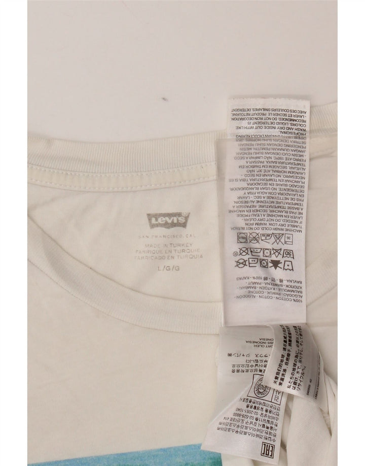 Levi's Womens Graphic T-Shirt Top UK 16 Large White Cotton