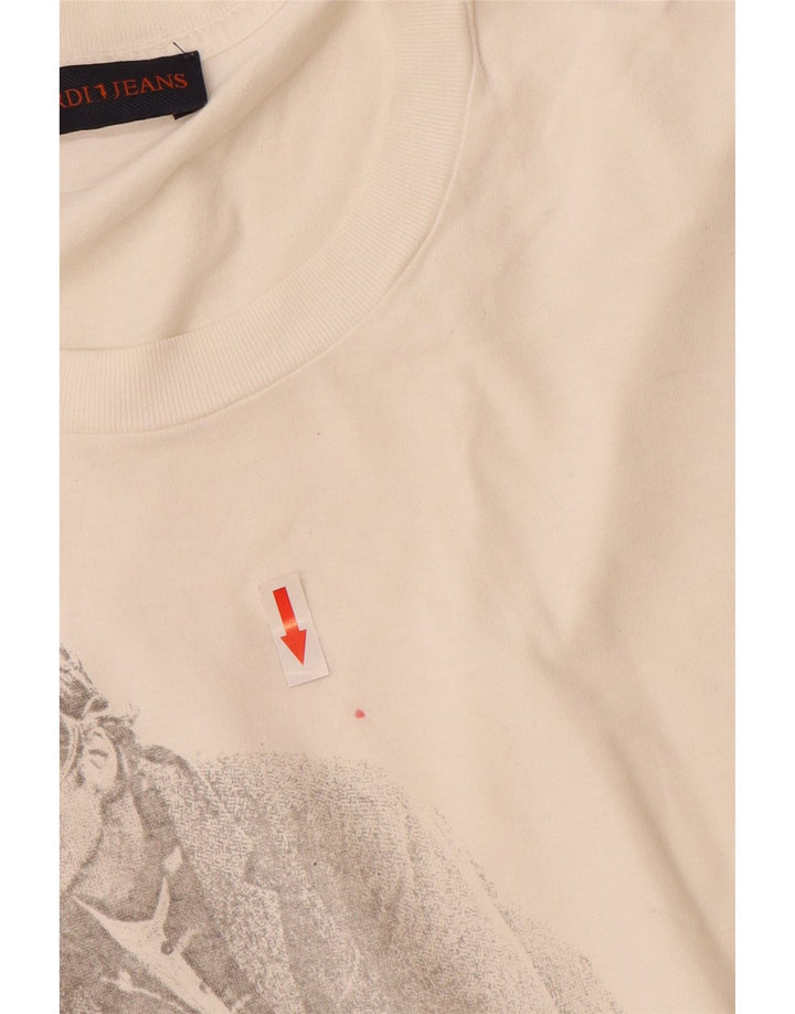 Trussardi Jeans Mens Graphic T-Shirt Top Large White