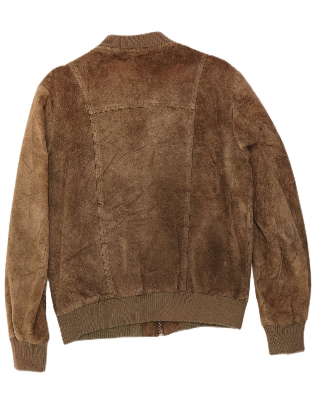Vintage Womens Suede Bomber Jacket IT 50 XL Khaki Leather