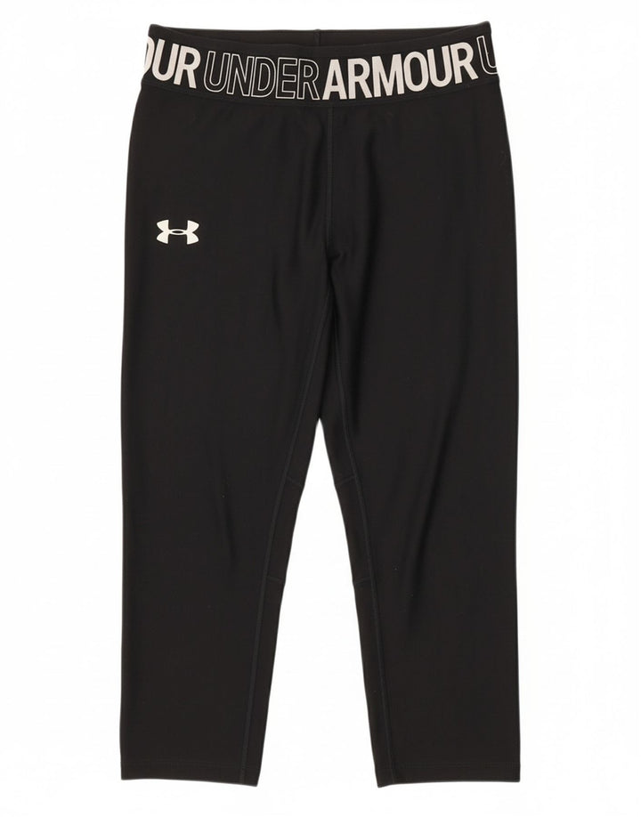 UNDER ARMOUR Womens Graphic Capri Leggings UK 8 Small  Black