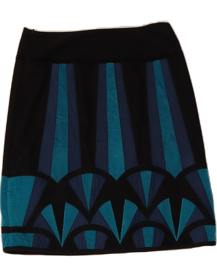 MONSOON Womens Midi Skirt W34 Large Black Geometric Wool Vintage Monsoon and Second-Hand Monsoon from Messina Hembry 