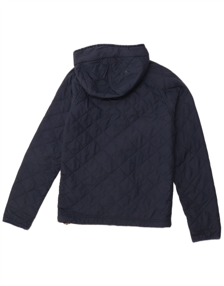 JACK WILLS Mens Hooded Quilted Jacket UK 34 XS Navy Blue Polyester
