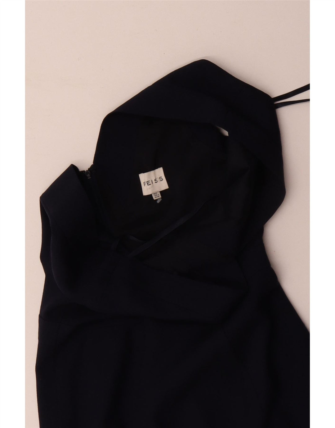 REISS Womens Sleeveless Sheath Dress UK 8 Small Navy Blue Wool