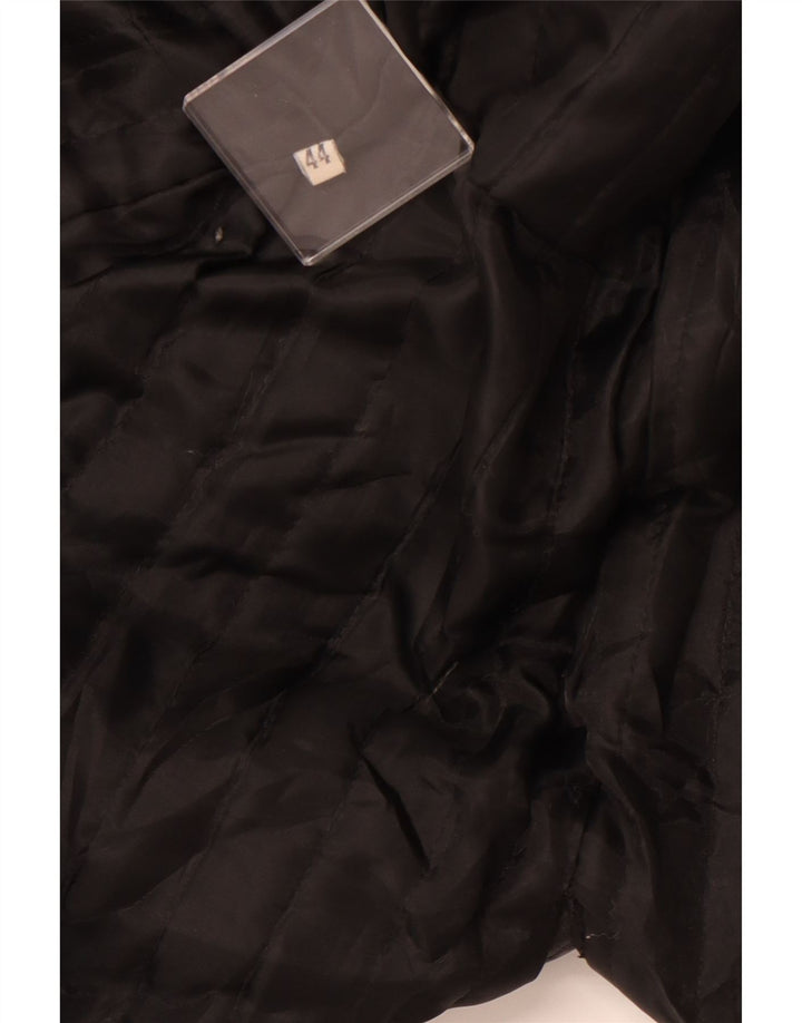 VINTAGE Womens Leather Coat IT 44 Medium Black